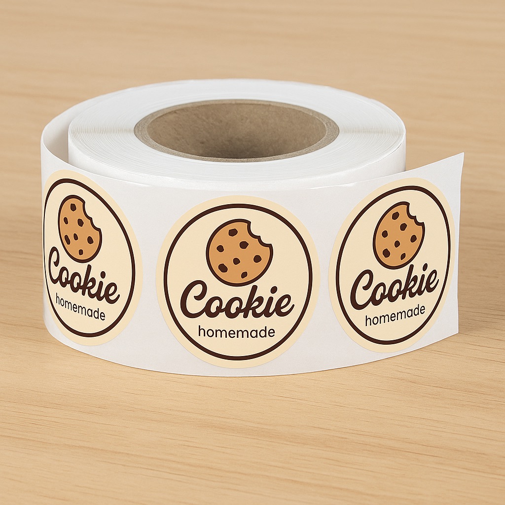 A roll of circular stickers