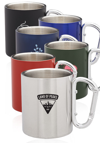 10 oz Carabiner Handle Stainless Steel Mugs