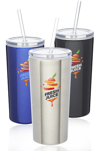 16 oz Mira Stainless Steel Tumblers with Straw