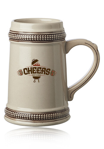 18.5 oz Brown Deco Ceramic Beer Steins