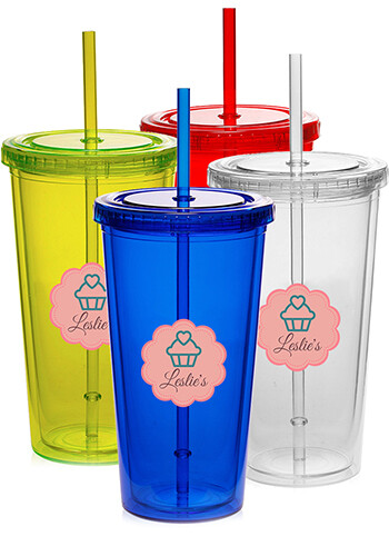 20 oz Translucent Double Wall Tumblers with Straw