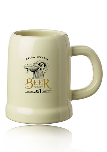 24 oz Beige Ceramic Beer Mugs