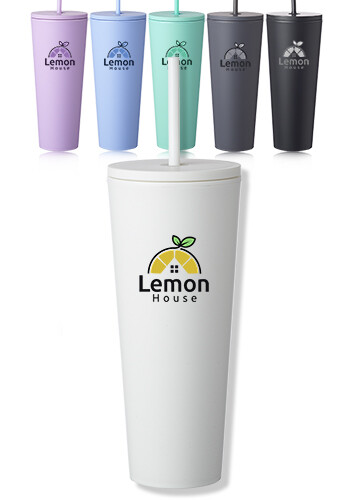 24 oz Kenai Plastic Tumblers with Straw