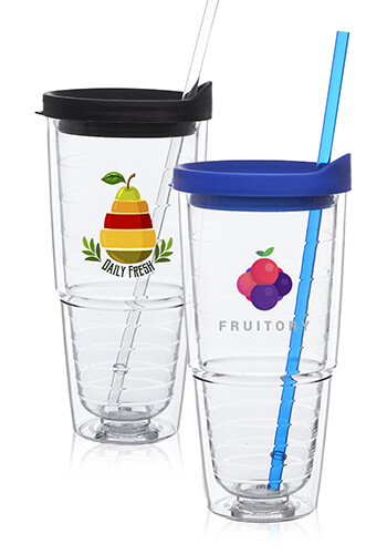 24 oz Solid Clear Orbit Logo Acrylic Tumblers