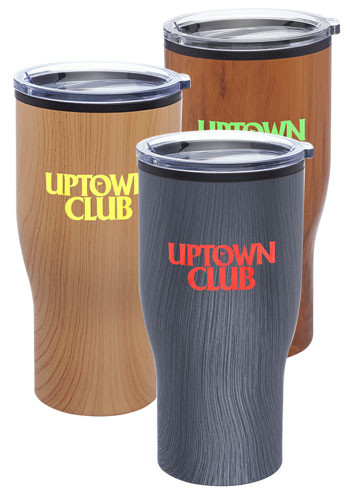 28 oz Challenger Wood Finish Travel Mugs