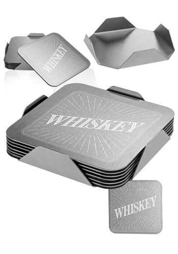 Oshkosh 6-Piece Square Coaster Set with Stand