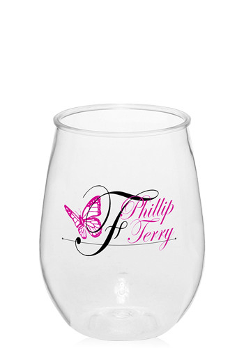 10 oz Mini Stemless Plastic Custom Wine Glass