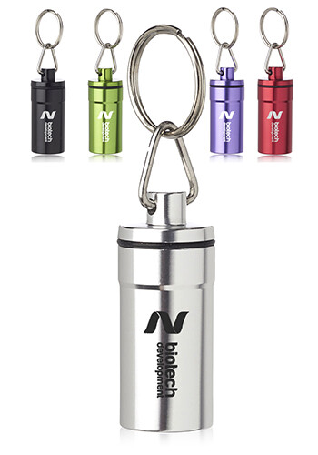 Metallic Aluminum Pill Holder Keychain