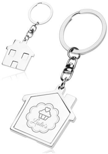 Polished Metal House Shaped Keychain