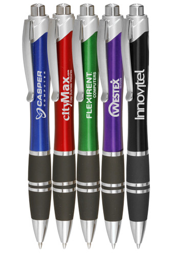 Silver Accent Grip Plastic Pen