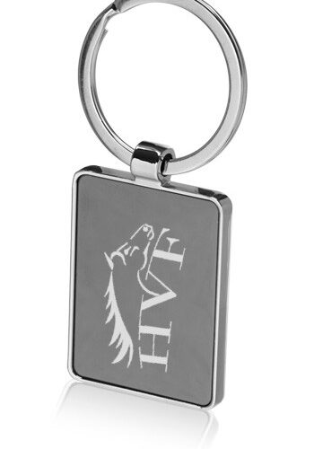 Two-Tone Rectangle Metal Keychain