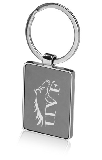 Two-Tone Rectangle Metal Keychain