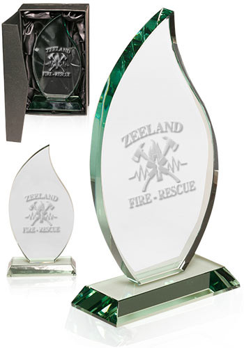 8.75 inch Jade Flame Glass Award 8.75 inch Jade Flame Glass Award