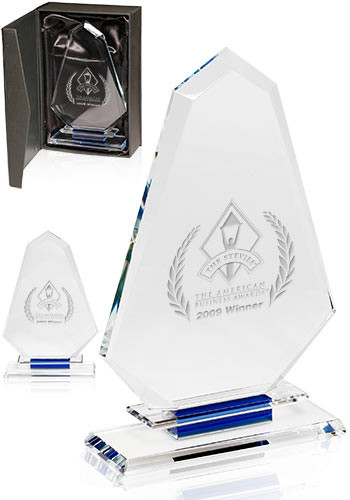 9 inch Blue Accent Glass Trophy 9 inch Blue Accent Glass Trophy