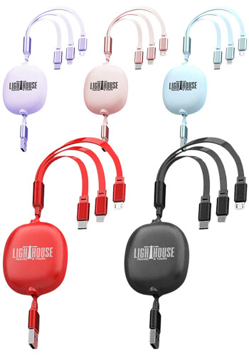 3.9 ft Retractable 3-in-1 Charging Cable 3.9 ft Retractable 3-in-1 Charging Cable