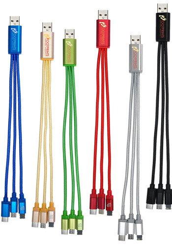 Metallic 3-in-1 Braided Charging Cable Metallic 3-in-1 Braided Charging Cable