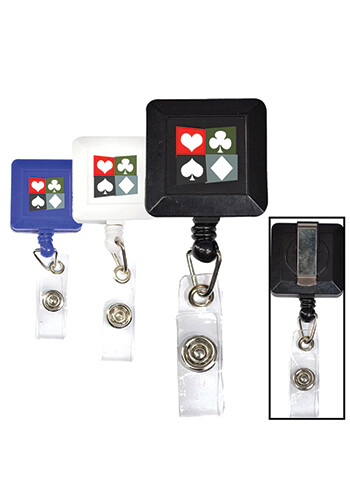 Square Retractable Badge Reel with Belt Clip Square Retractable Badge Reel with Belt Clip